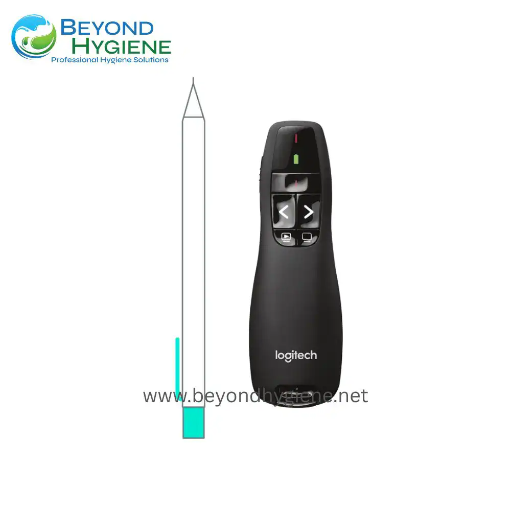 R400 Laser Presentation Remote (5) Stylus pen with Bluetooth controller, ideal for digital drawing, presentations, and remote computer control. Compact design for easy portability, compatible with tablets and laptops for professional and creative use.
