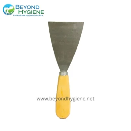 Chisel tool with yellow handle used for cleaning and hygiene maintenance, essential for professional sanitation services in Asia.