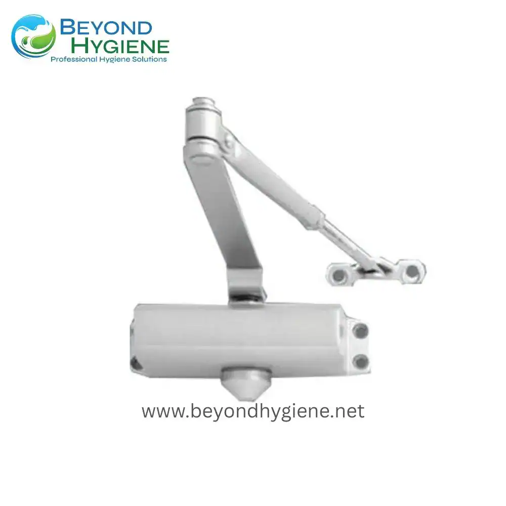 Hygiene door hinge handle for commercial and industrial hygiene solutions, stainless steel construction, durable and easy to clean, used in healthcare, food industry, and hygiene-sensitive environments.