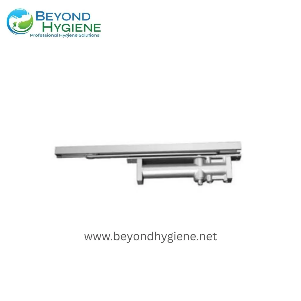 Sliding door track system for commercial hygiene and sanitation facilities, durable stainless steel construction, easy installation, and smooth operation, ideal for hygiene solutions.