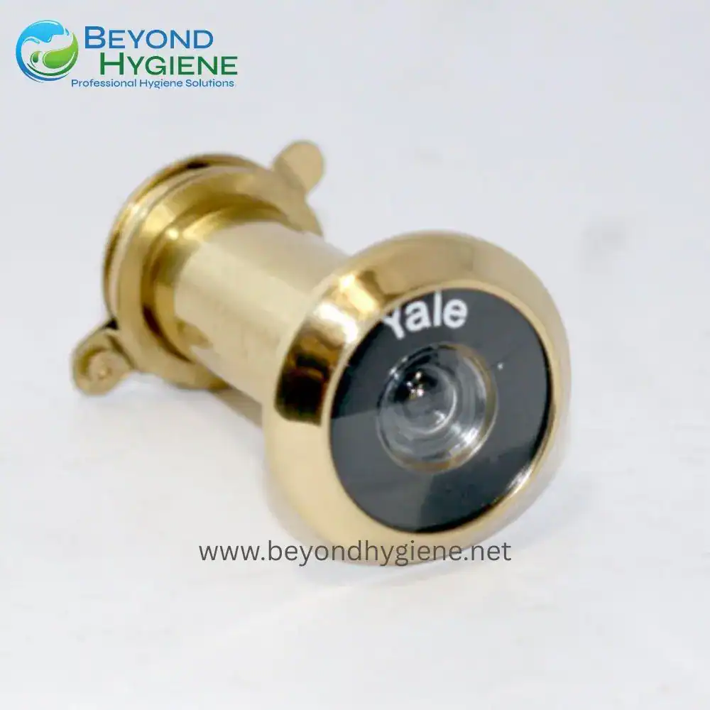 Yale door lock cylinder with gold finish, used in security and hygiene solutions, ideal for access control in commercial and healthcare environments.