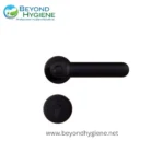 Black door handle and lock hardware, modern security and hygiene solutions from Beyond Hygiene Asia. Suitable for commercial and residential safety applications.