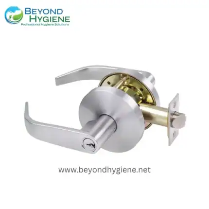 Lockset door hardware for commercial hygiene facilities, stainless steel lever handle, durable and corrosion-resistant.
