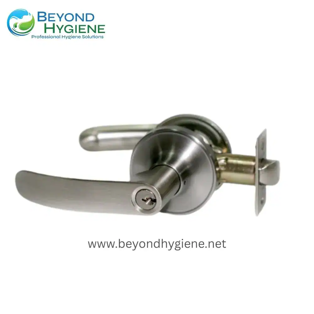 Sliding door handle lock, stainless steel security door handle, modern door hardware for commercial and residential use, Beyond Hygiene Asia.