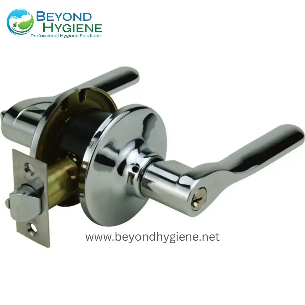 Passage door lock handle with durable chrome finish, suitable for hygiene-sensitive environments in Asia, ensuring safety and cleanliness.