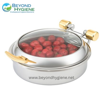 Glass Induction Chafer – Brass Trim Stainless Steel